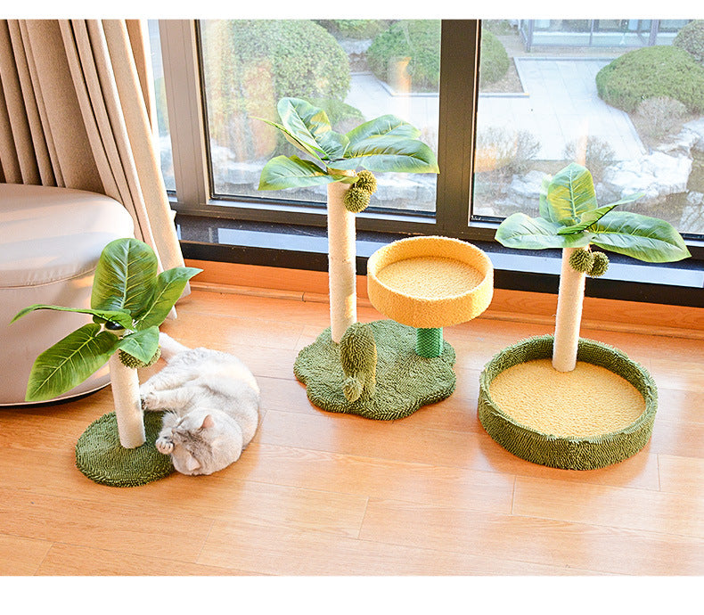 Cat Tree with Faux Leaves, Sisal Scratching Post