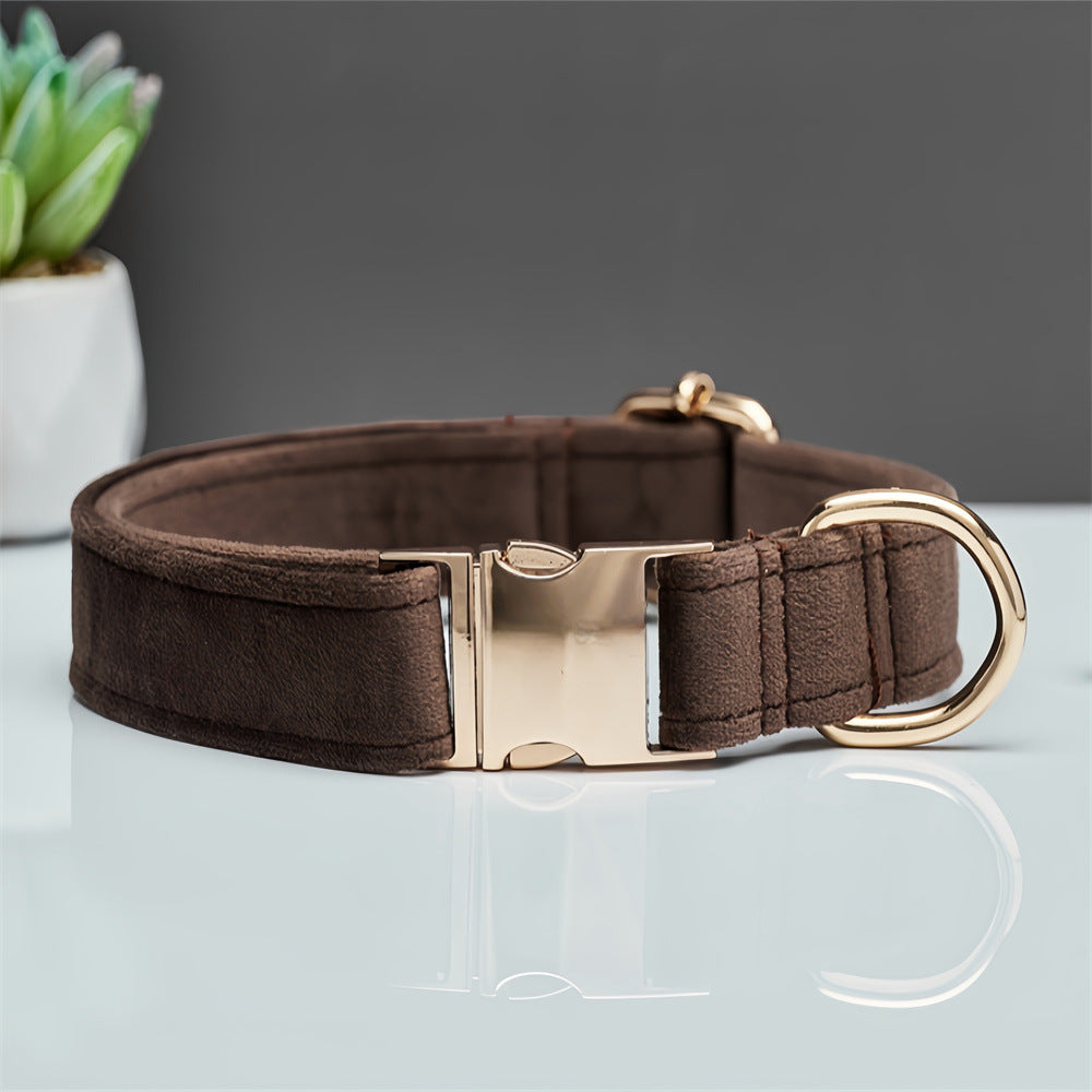 Dark Brown Durable Dog Collar with Metal Buckle - Adjustable Nylon Pet Collar for Dogs Size S