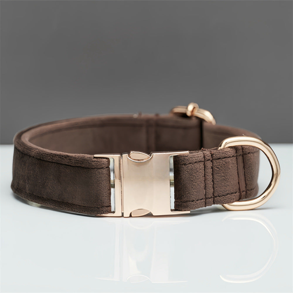 Dark Brown Durable Dog Collar with Metal Buckle - Adjustable Nylon Pet Collar for Dogs Size M