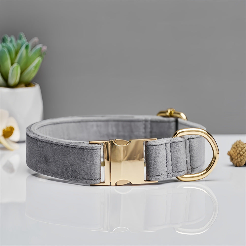 Grey Durable Dog Collar with Metal Buckle - Adjustable Nylon Pet Collar for Dogs Size L