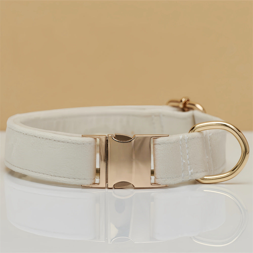 Beige Durable Dog Collar with Metal Buckle - Adjustable Nylon Pet Collar for Dogs Size S