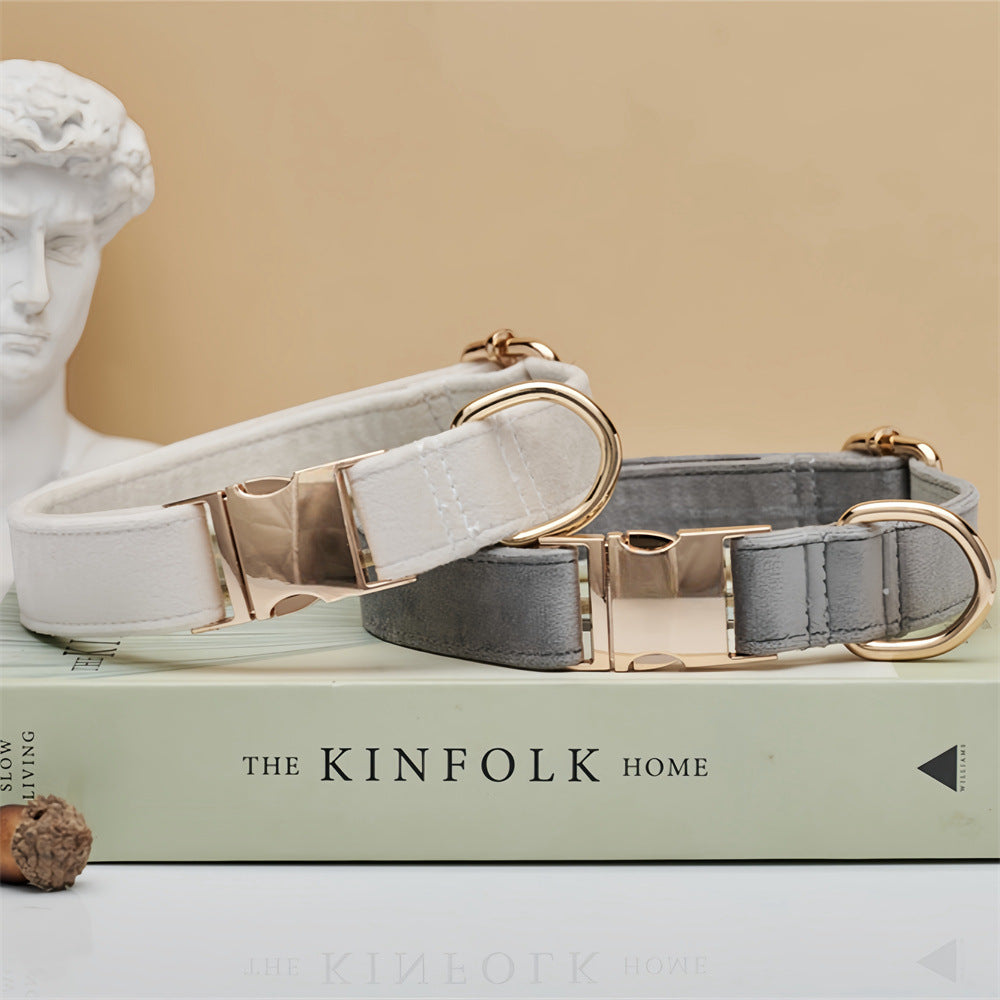 Beige Durable Dog Collar with Metal Buckle - Adjustable Nylon Pet Collar for Dogs Size S