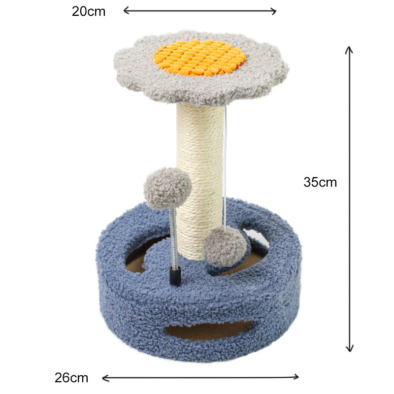 Blue And Grey Sunflower Cat Scratching Post - 35cm Sisal Cat Tree for Small Cats