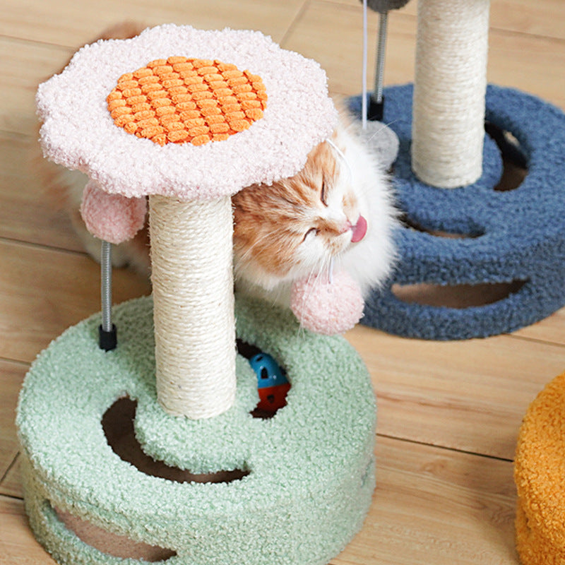 Blue And Grey Sunflower Cat Scratching Post - 35cm Sisal Cat Tree for Small Cats