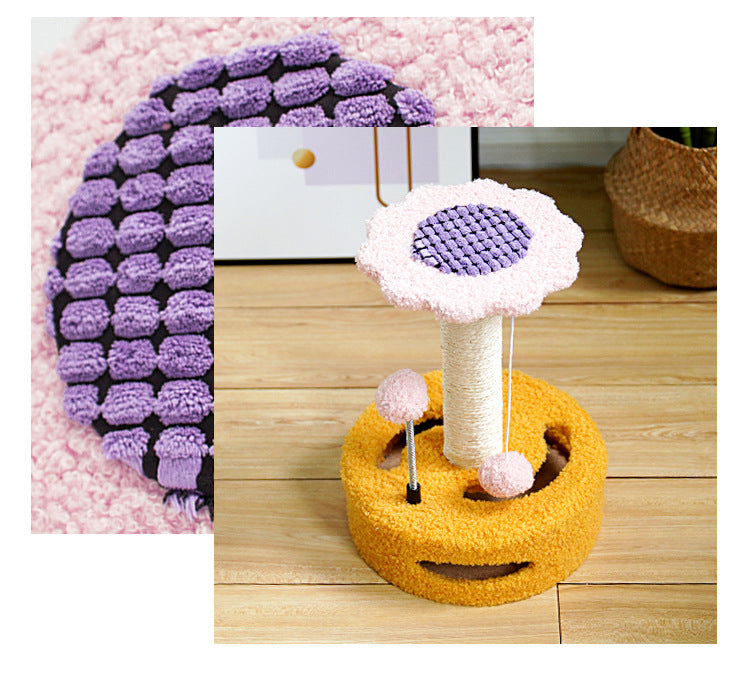 Blue And Grey Sunflower Cat Scratching Post - 35cm Sisal Cat Tree for Small Cats