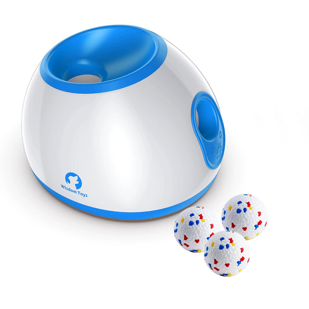 Automatic Dog Ball Launcher with Adjustable Distance - Includes 3 Durable Balls(blue)